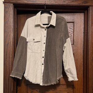 Two-Tone Corduroy Button-Up Shirt